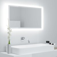 vidaXL LED-Badspiegel Hochglanz-Weiß 80x8,5x37 cm...