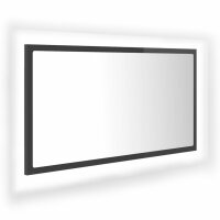 vidaXL LED-Badspiegel Hochglanz-Grau 80x8,5x37 cm Acryl