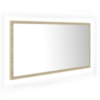 vidaXL LED-Badspiegel Sonoma-Eiche 90x8,5x37 cm Acryl