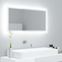 vidaXL LED-Badspiegel Hochglanz-Weiß 90x8,5x37 cm...