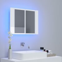 vidaXL LED-Bad-Spiegelschrank Hochglanz-Wei&szlig; 60x12x45 cm Acryl