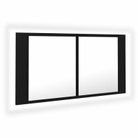 vidaXL LED-Bad-Spiegelschrank Schwarz 90x12x45 cm Acryl