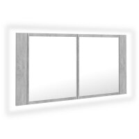 vidaXL LED-Bad-Spiegelschrank Betongrau 90x12x45 cm Acryl