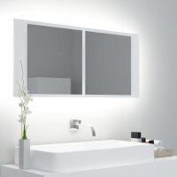 vidaXL LED-Bad-Spiegelschrank Weiß 100x12x45 cm Acryl