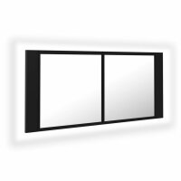 vidaXL LED-Bad-Spiegelschrank Schwarz 100x12x45 cm Acryl