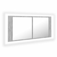 vidaXL LED-Bad-Spiegelschrank Betongrau 100x12x45 cm Acryl