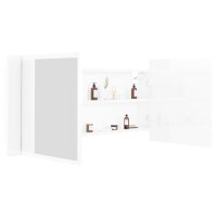 vidaXL LED-Bad-Spiegelschrank Hochglanz-Wei&szlig; 100x12x45 cm Acryl