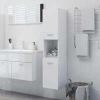 vidaXL Badezimmerschrank Hochglanz-Weiß 30x30x130...