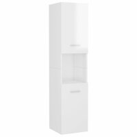 vidaXL Badezimmerschrank Hochglanz-Weiß 30x30x130...