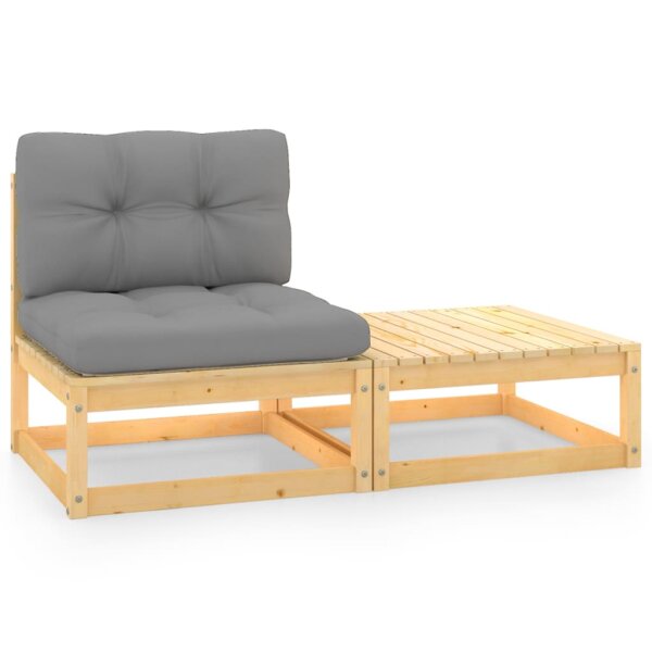 vidaXL 2-tlg. Garten-Lounge-Set mit Kissen Kiefer Massivholz