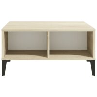 vidaXL Couchtisch Wei&szlig; und Sonoma-Eiche 60x60x30 cm Holzwerkstoff