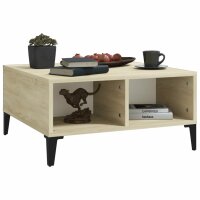 vidaXL Couchtisch Wei&szlig; und Sonoma-Eiche 60x60x30 cm Holzwerkstoff