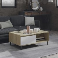 vidaXL Couchtisch Weiß und Sonoma-Eiche 90x60x35 cm...