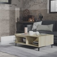 vidaXL Couchtisch Wei&szlig; und Sonoma-Eiche 90x60x35 cm Holzwerkstoff