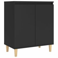 vidaXL Sideboard mit Massivholz-Beinen Schwarz 60x35x70 cm