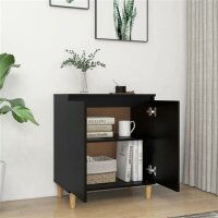 vidaXL Sideboard mit Massivholz-Beinen Schwarz 60x35x70 cm