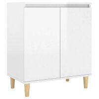 vidaXL Sideboard mit Massivholz-Beinen Hochglanz-Wei&szlig; 60x35x70 cm