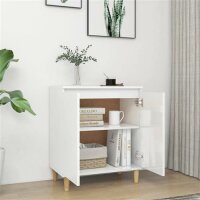 vidaXL Sideboard mit Massivholz-Beinen Hochglanz-Wei&szlig; 60x35x70 cm