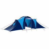 vidaXL Campingzelt Stoff 9 Personen Dunkelblau und Blau