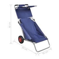 vidaXL Strandwagen mit R&auml;dern Tragbar Klappbar Blau