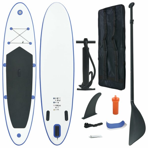 vidaXL Stand Up Paddle Board SUP Aufblasbar Blau und Wei&szlig;