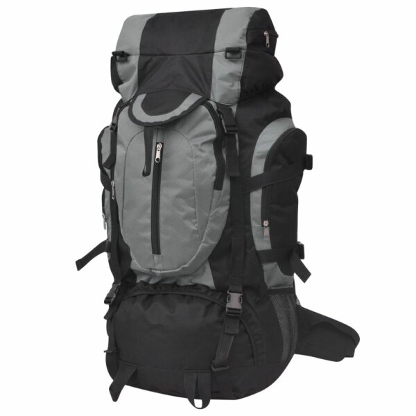 vidaXL Wanderrucksack XXL 75 L Schwarz und Grau