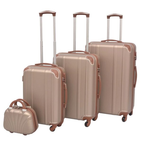 vidaXL Vierteiliges Hartschalen-Trolley-Set Champagner