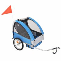 vidaXL Kinder Fahrradanh&auml;nger Grau und Blau 30 kg