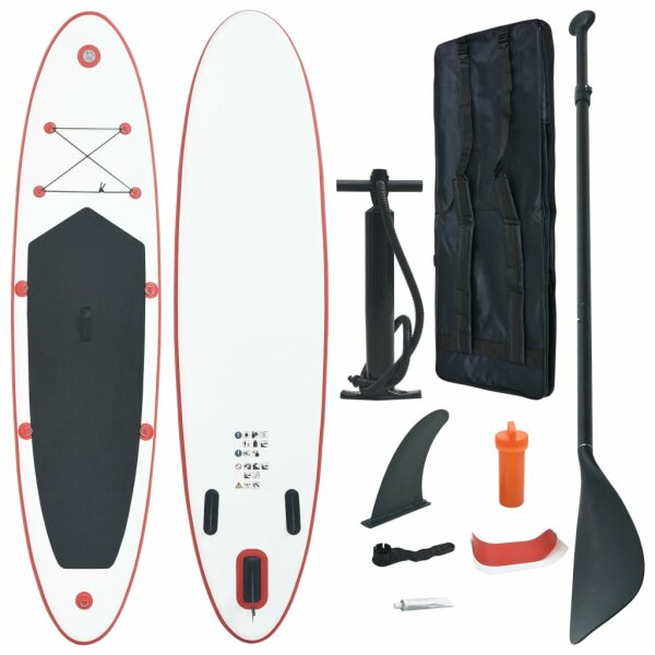 vidaXL Stand Up Paddle Surfboard SUP Aufblasbar Rot und Wei&szlig;