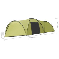 vidaXL Camping-Zelt Iglu 650x240x190 cm 8 Personen Gr&uuml;n