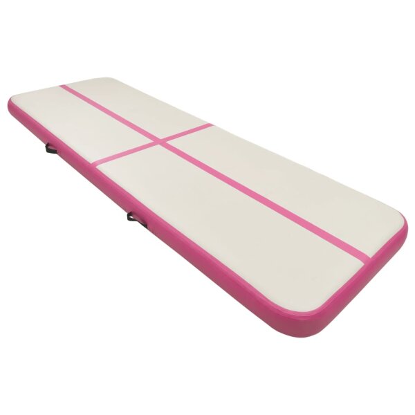 vidaXL Aufblasbare Gymnastikmatte mit Pumpe 400x100x15 cm PVC Rosa