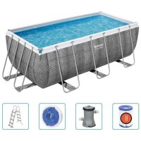 Bestway Power Steel Rechteckig Swimmingpool-Set...