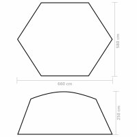 vidaXL Poolzelt Stoff 660x580x250 cm Grau