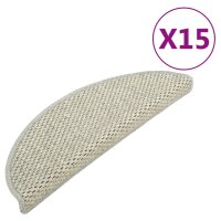 vidaXL Treppenmatten Selbstklebend Sisal-Optik 15 Stk. 65x21x4 cm Grau