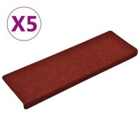 vidaXL Treppenmatten 5 Stk. Bordeauxrot 65x21x4 cm Nadelvlies