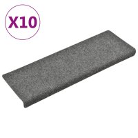 vidaXL Treppenmatten 10 Stk. Hellgrau 65x21x4 cm Nadelvlies