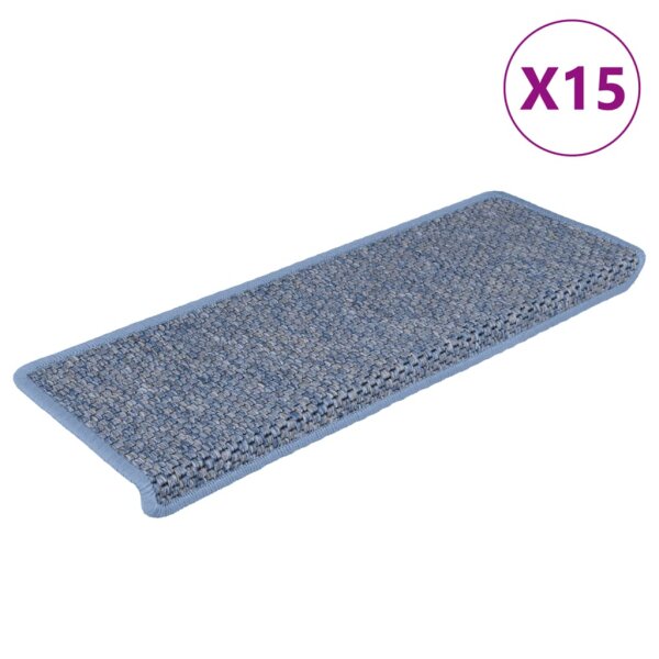 vidaXL Treppenmatten Selbstklebend Sisal-Optik 15 Stk. 65x25 cm Blau