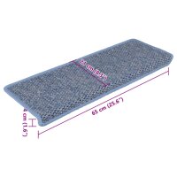 vidaXL Treppenmatten Selbstklebend Sisal-Optik 15 Stk. 65x25 cm Blau