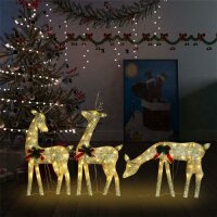 vidaXL Weihnachtsdeko LED Rentiere 270x7x90 cm Golden...