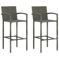 vidaXL 3-tlg. Garten-Bar-Set mit Armlehnen Poly Rattan Grau