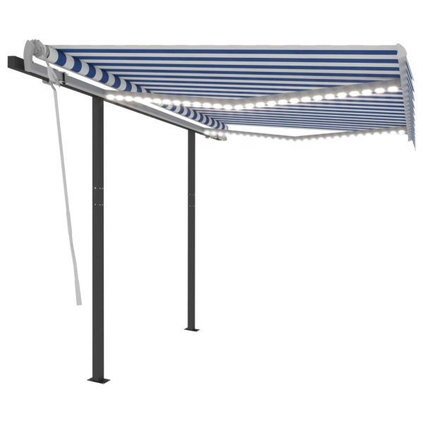 vidaXL Gelenkarmmarkise Einziehbar mit LED 3,5x2,5 m Blau und Weiß