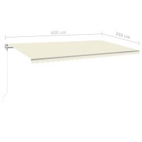 vidaXL Gelenkarmmarkise Einziehbar mit LED 6x3,5 m Cremeweiß