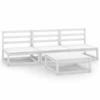 vidaXL 4-tlg. Garten-Lounge-Set Wei&szlig; Kiefer Massivholz