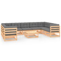 vidaXL 10-tlg. Garten-Lounge-Set mit Kissen Massivholz Kiefer