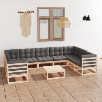 vidaXL 10-tlg. Garten-Lounge-Set mit Kissen Massivholz Kiefer