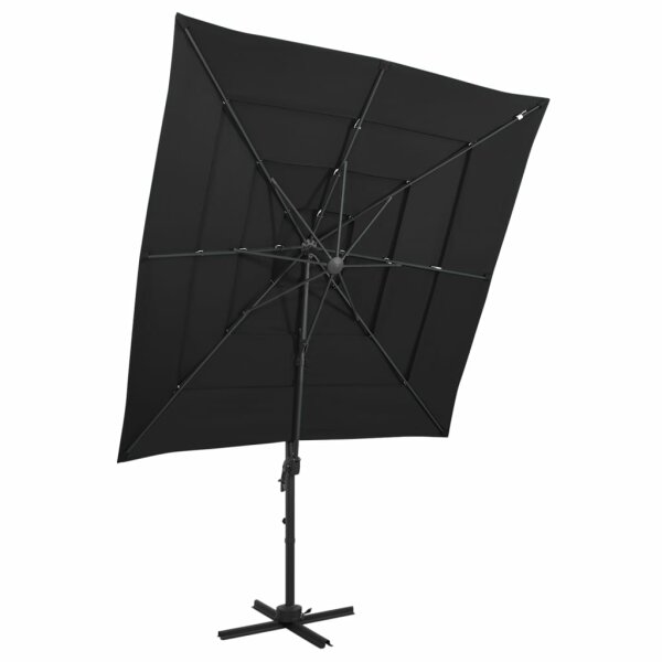 vidaXL Sonnenschirm mit Aluminium-Mast 4-lagig Schwarz 250x250 cm