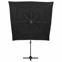 vidaXL Sonnenschirm mit Aluminium-Mast 4-lagig Schwarz 250x250 cm