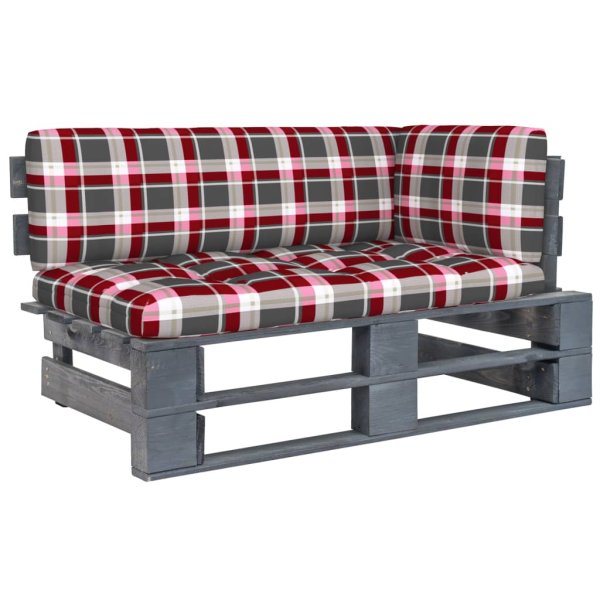 vidaXL Garten-Paletten-Ecksofa Grau Imprägniertes Kiefernholz