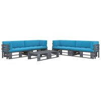 vidaXL 6-tlg. Paletten-Lounge-Set Grau Impr&auml;gniertes Kiefernholz