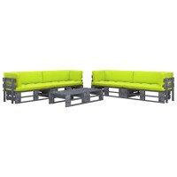 vidaXL 6-tlg. Paletten-Lounge-Set Grau Impr&auml;gniertes Kiefernholz